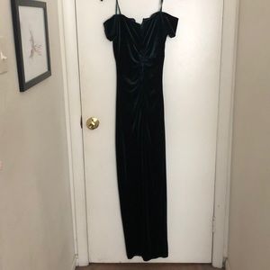 Long hunter green velvet dress